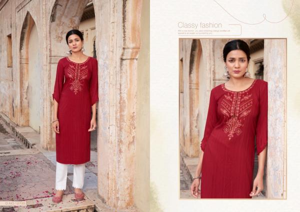 Kalaroop Pili 4 Designer Embroidery Kurti